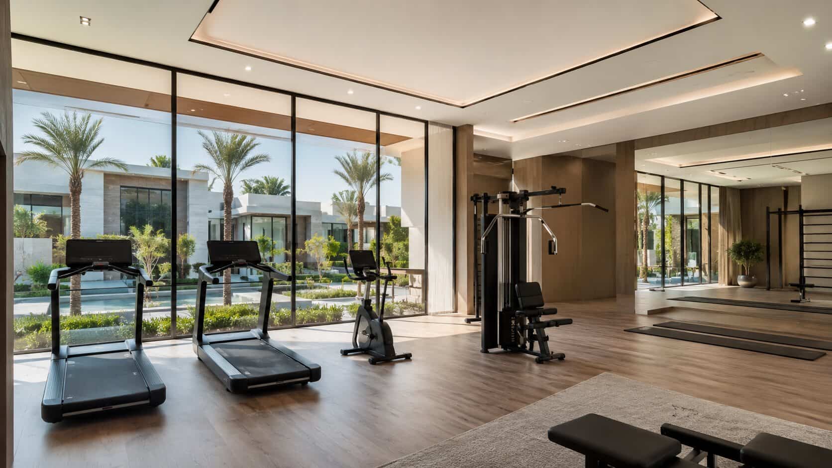 Private gym in a Dubai luxury villa